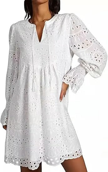 PetalEase – Soft Eyelet Lace Dress
