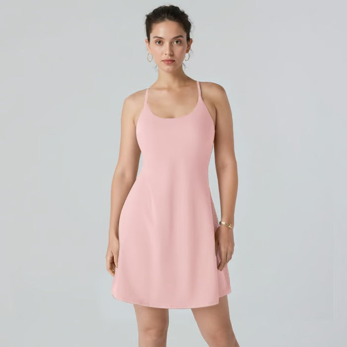 ShapeLuxe – Backless Fitness Dress for Effortless Style & Support
