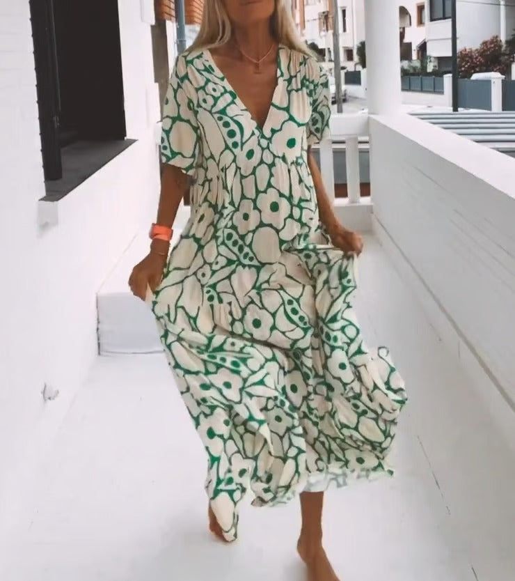 FloraFemme – Short Sleeved Printed Summer Dress