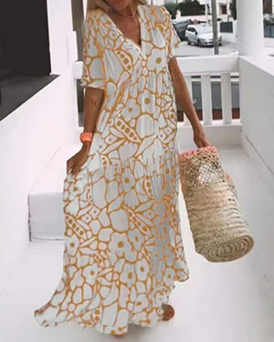 FloraFemme – Short Sleeved Printed Summer Dress