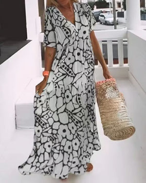 FloraFemme – Short Sleeved Printed Summer Dress