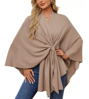 CozyDrape – Elegant Open Front Poncho Wrap for Effortless Style