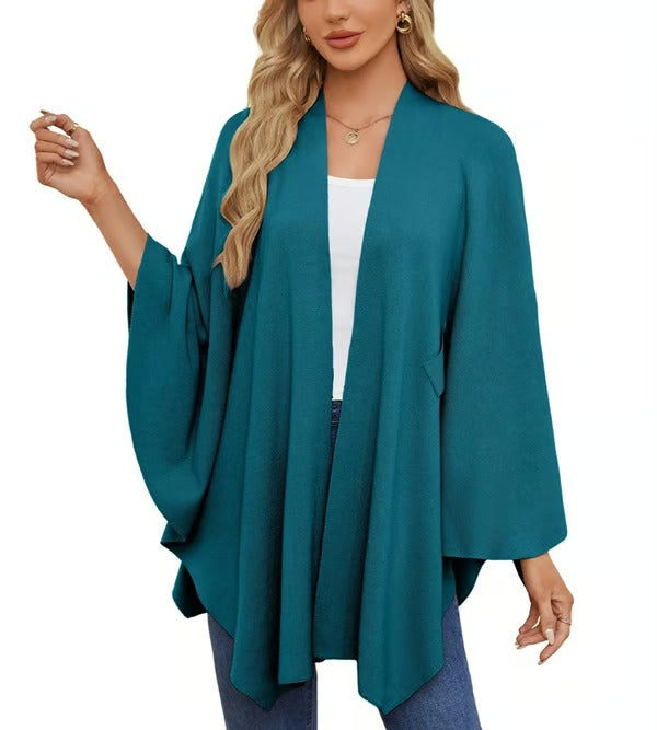 CozyDrape – Elegant Open Front Poncho Wrap for Effortless Style