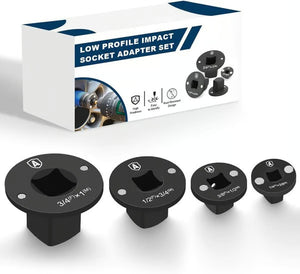 TorqueSlim – Low Profile Impact Adapter Set – Industrial Drive Ratchet & Wrench Adapter Set for Tight Spaces, 4PC Hardware Kit