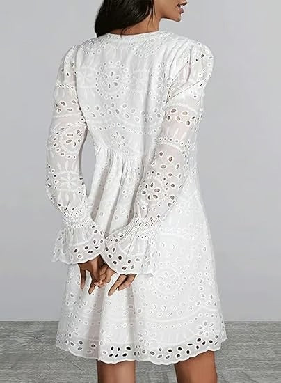 PetalEase – Soft Eyelet Lace Dress