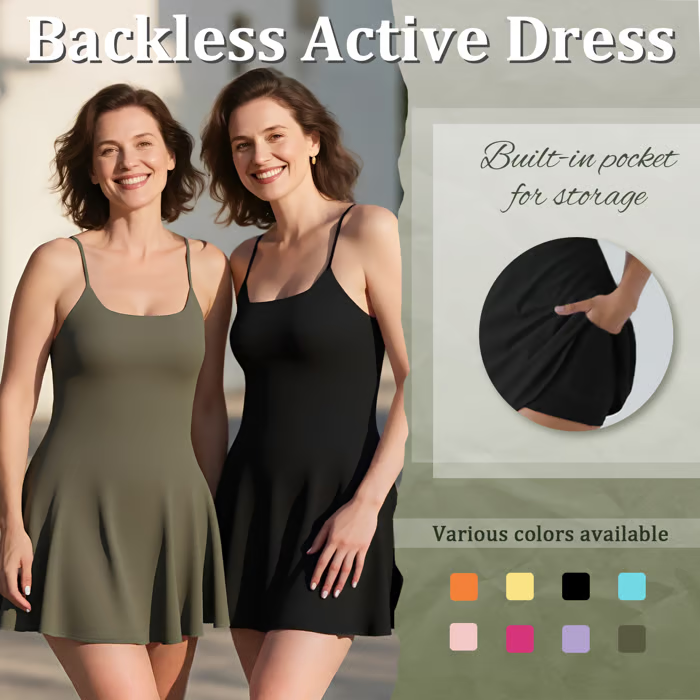 ShapeLuxe – Backless Fitness Dress for Effortless Style & Support