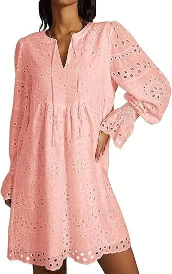 PetalEase – Soft Eyelet Lace Dress