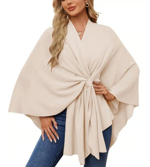 CozyDrape – Elegant Open Front Poncho Wrap for Effortless Style