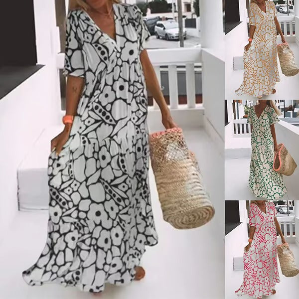 FloraFemme – Short Sleeved Printed Summer Dress