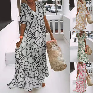 FloraFemme – Short Sleeved Printed Summer Dress
