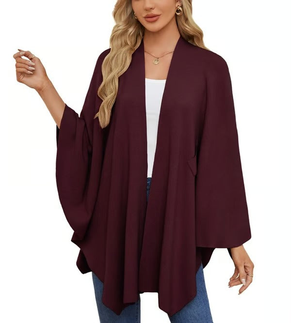 CozyDrape – Elegant Open Front Poncho Wrap for Effortless Style