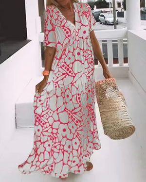 FloraFemme – Short Sleeved Printed Summer Dress