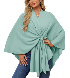 CozyDrape – Elegant Open Front Poncho Wrap for Effortless Style