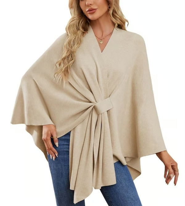 CozyDrape – Elegant Open Front Poncho Wrap for Effortless Style