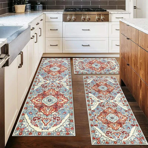 RusticTread – Boho Non-Slip Kitchen Rug Set