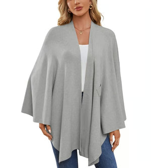 CozyDrape – Elegant Open Front Poncho Wrap for Effortless Style