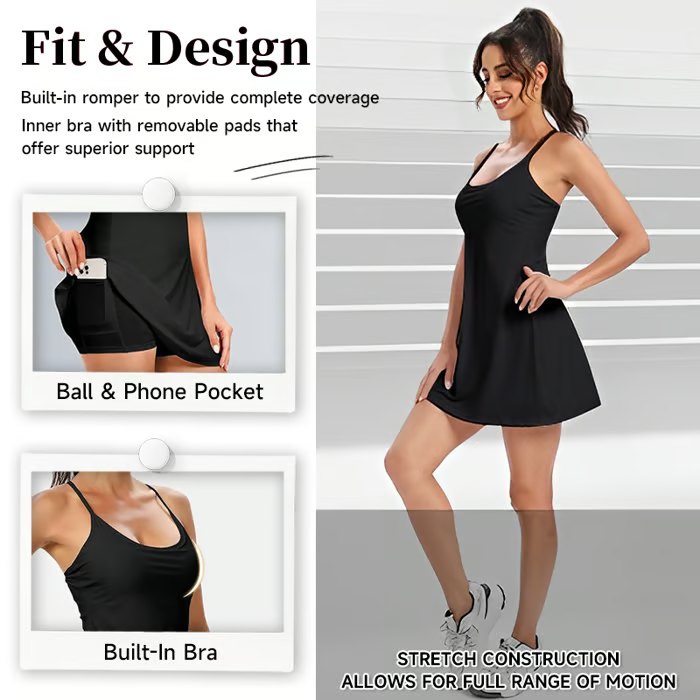 ShapeLuxe – Backless Fitness Dress for Effortless Style & Support