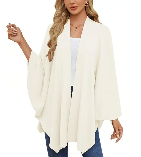 CozyDrape – Elegant Open Front Poncho Wrap for Effortless Style