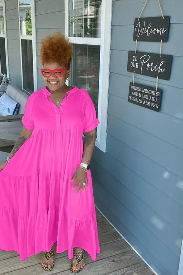 BreezeLuxe – Summer Tiered Midi Dress