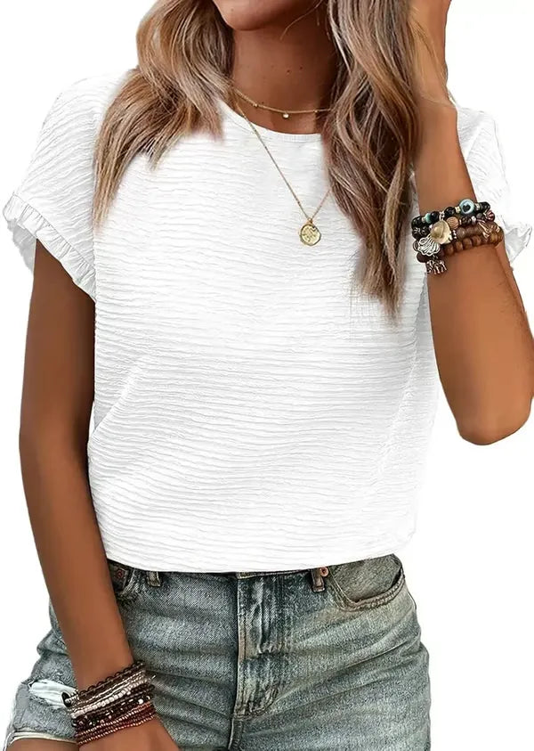 RuffleEase – Textured Summer Blouse