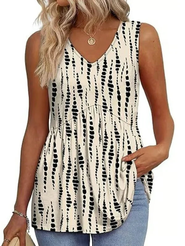 BellaFlair | Elegant V-Neck Babydoll Tank Top