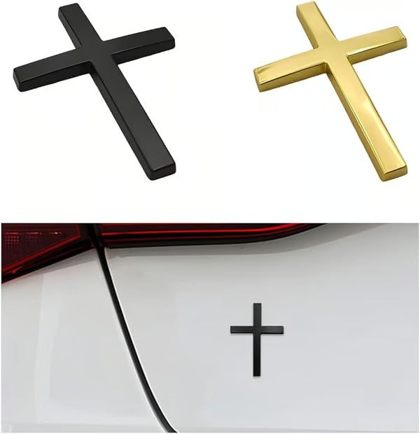 FaithMark – Metal Jesus Cross Emblem Stickers