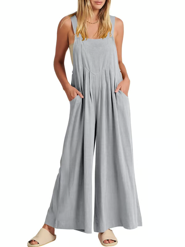 FlowEase – Sleeveless Wide Leg Pocket Jumpsuit