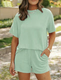 RibbedEase – Casual Knit Pocket Shorts Set