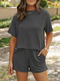 RibbedEase – Casual Knit Pocket Shorts Set