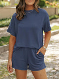 RibbedEase – Casual Knit Pocket Shorts Set