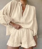 BreezyBloom – Lantern Sleeve Lounge Set