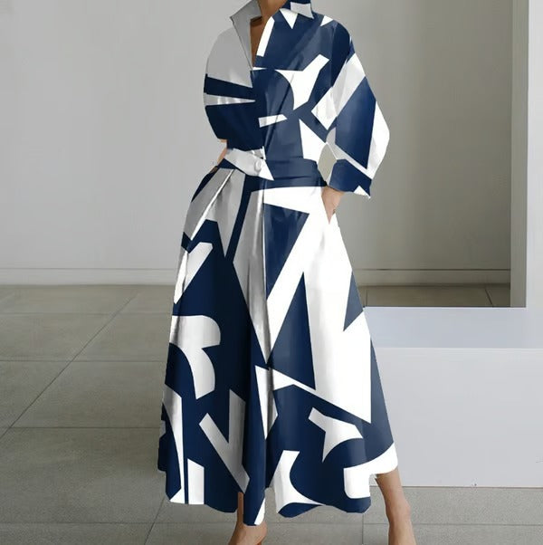 LuxeLapel – Elegant Wrap Shirt Dress