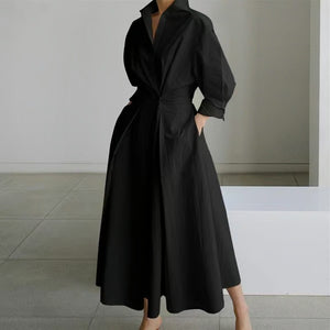 LuxeLapel – Elegant Wrap Shirt Dress
