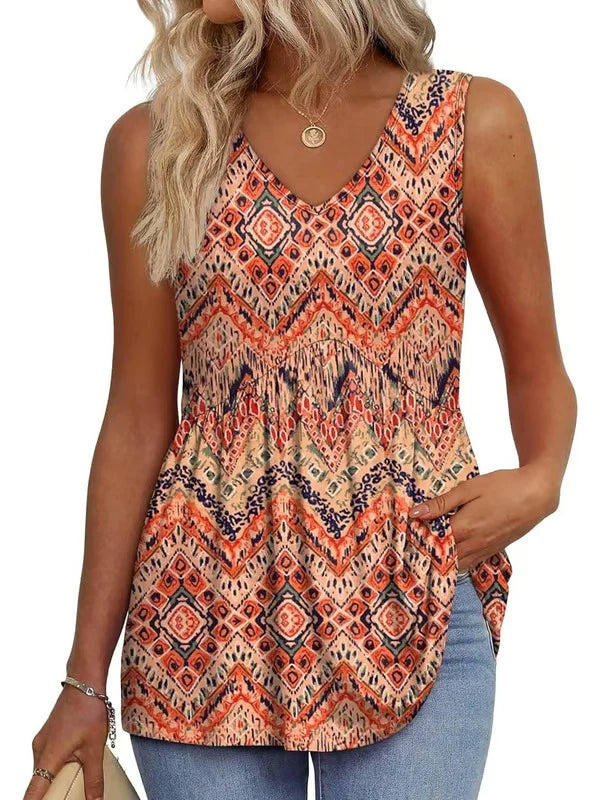 BellaFlair | Elegant V-Neck Babydoll Tank Top