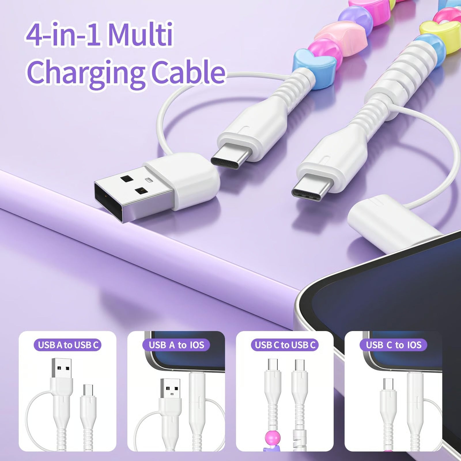 VoltGleam – 66W Beaded Multi Charging Cord