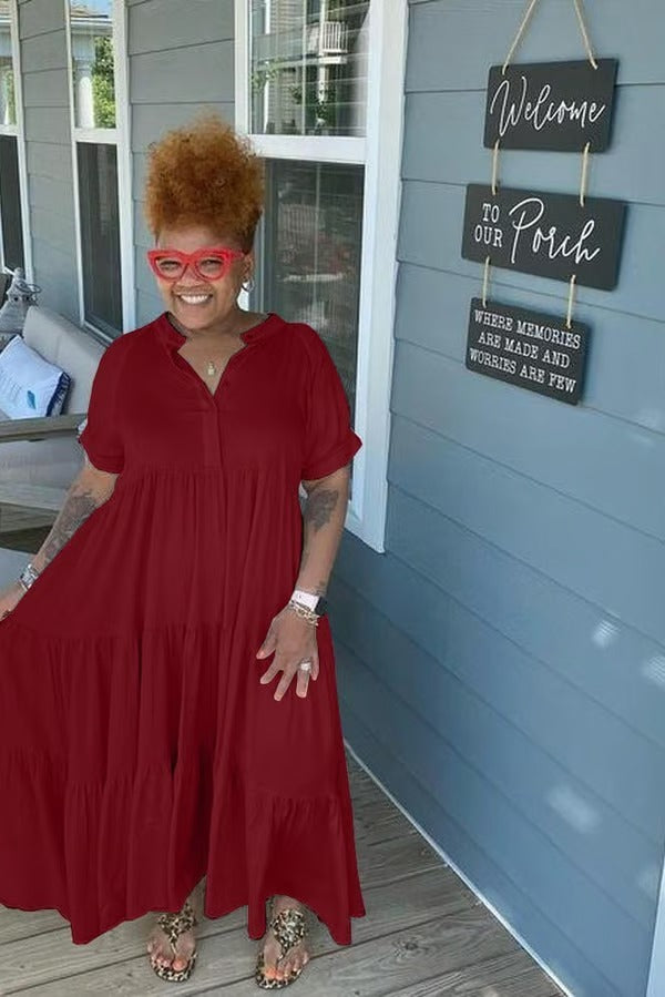 BreezeLuxe – Summer Tiered Midi Dress