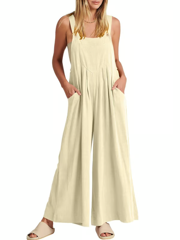 FlowEase – Sleeveless Wide Leg Pocket Jumpsuit