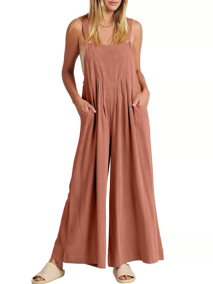 FlowEase – Sleeveless Wide Leg Pocket Jumpsuit