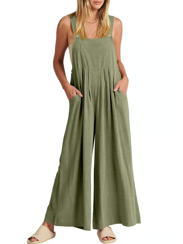 FlowEase – Sleeveless Wide Leg Pocket Jumpsuit