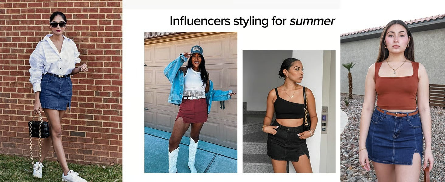 SlitChic – High-Waisted Denim Skort with Stretch