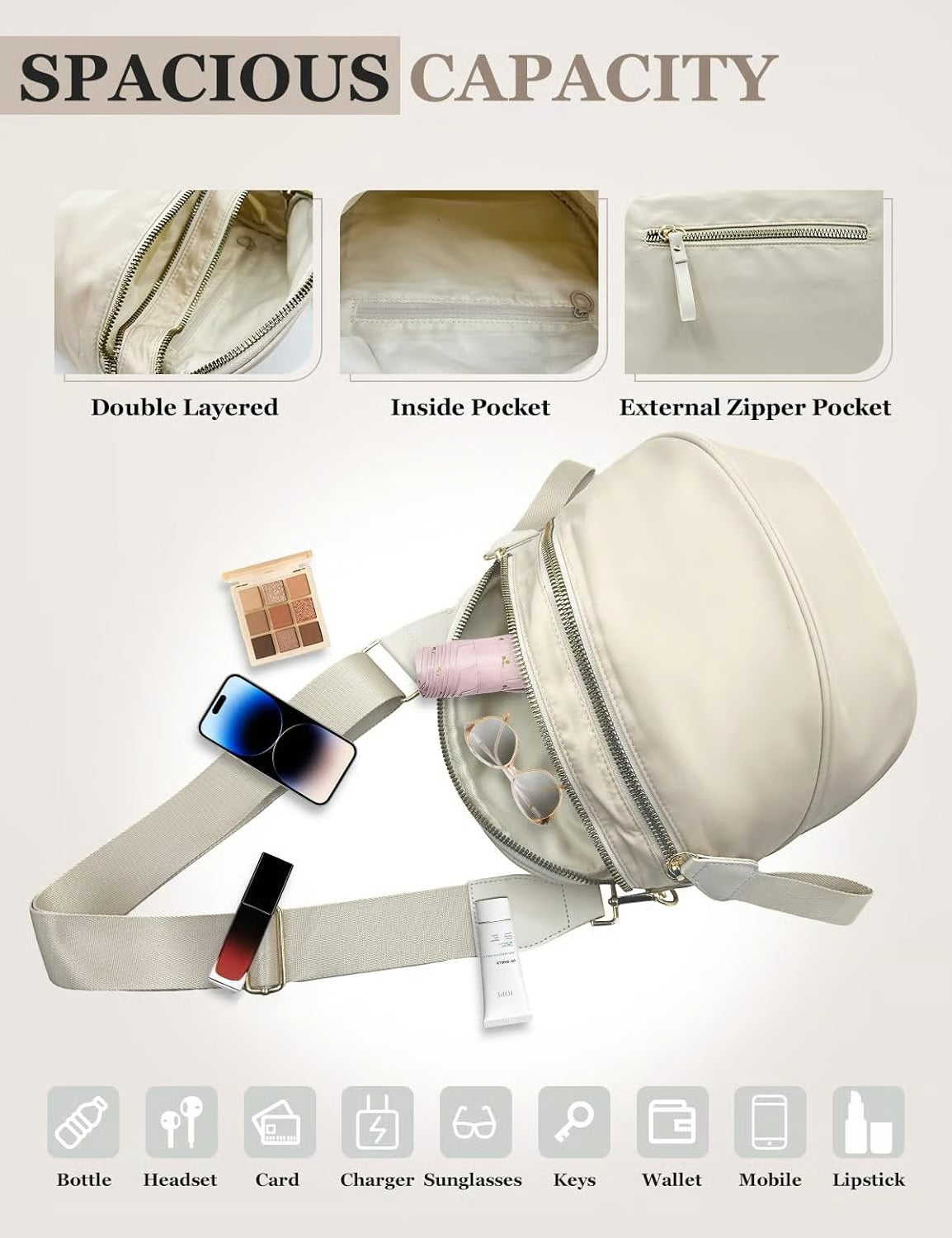 IrisLuxe – Best Version Crossbody with Double Zips