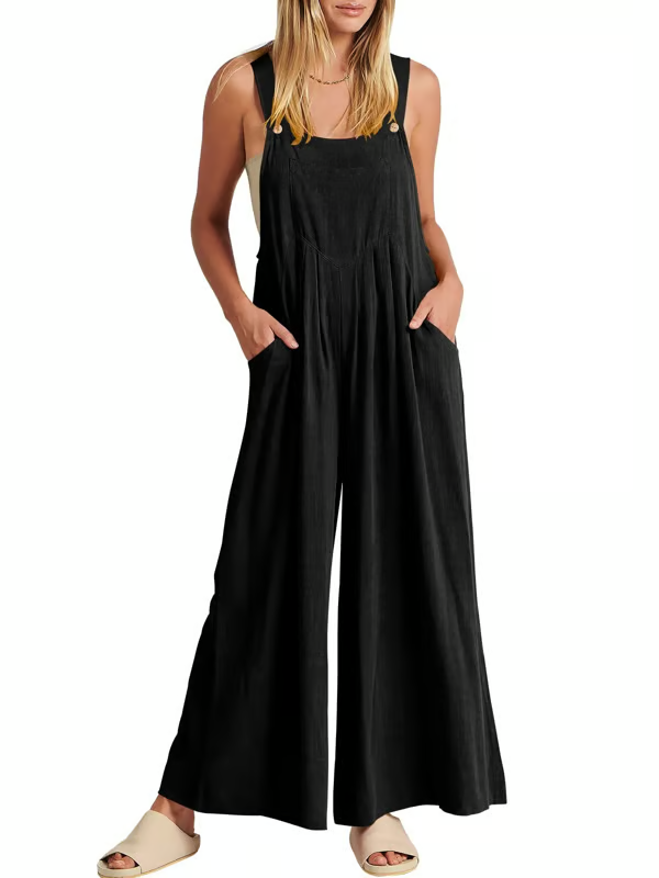 FlowEase – Sleeveless Wide Leg Pocket Jumpsuit