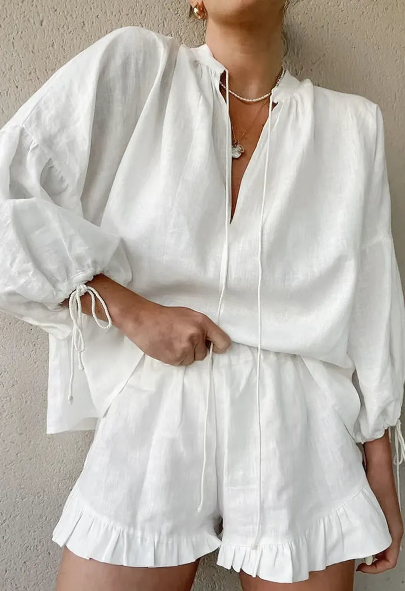 BreezyBloom – Lantern Sleeve Lounge Set