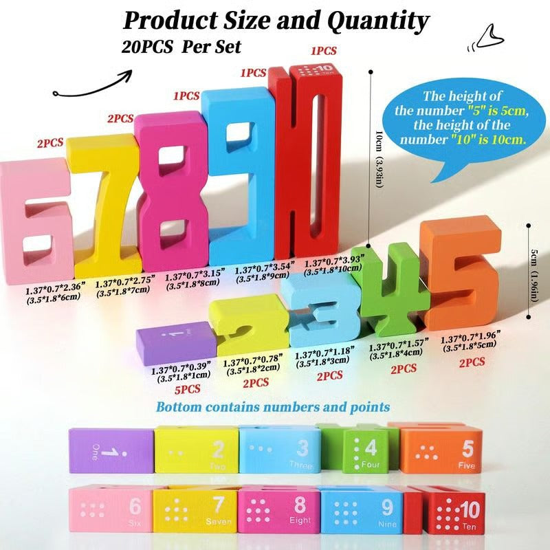 MiniMinds – Educational Wooden Number Blocks Set