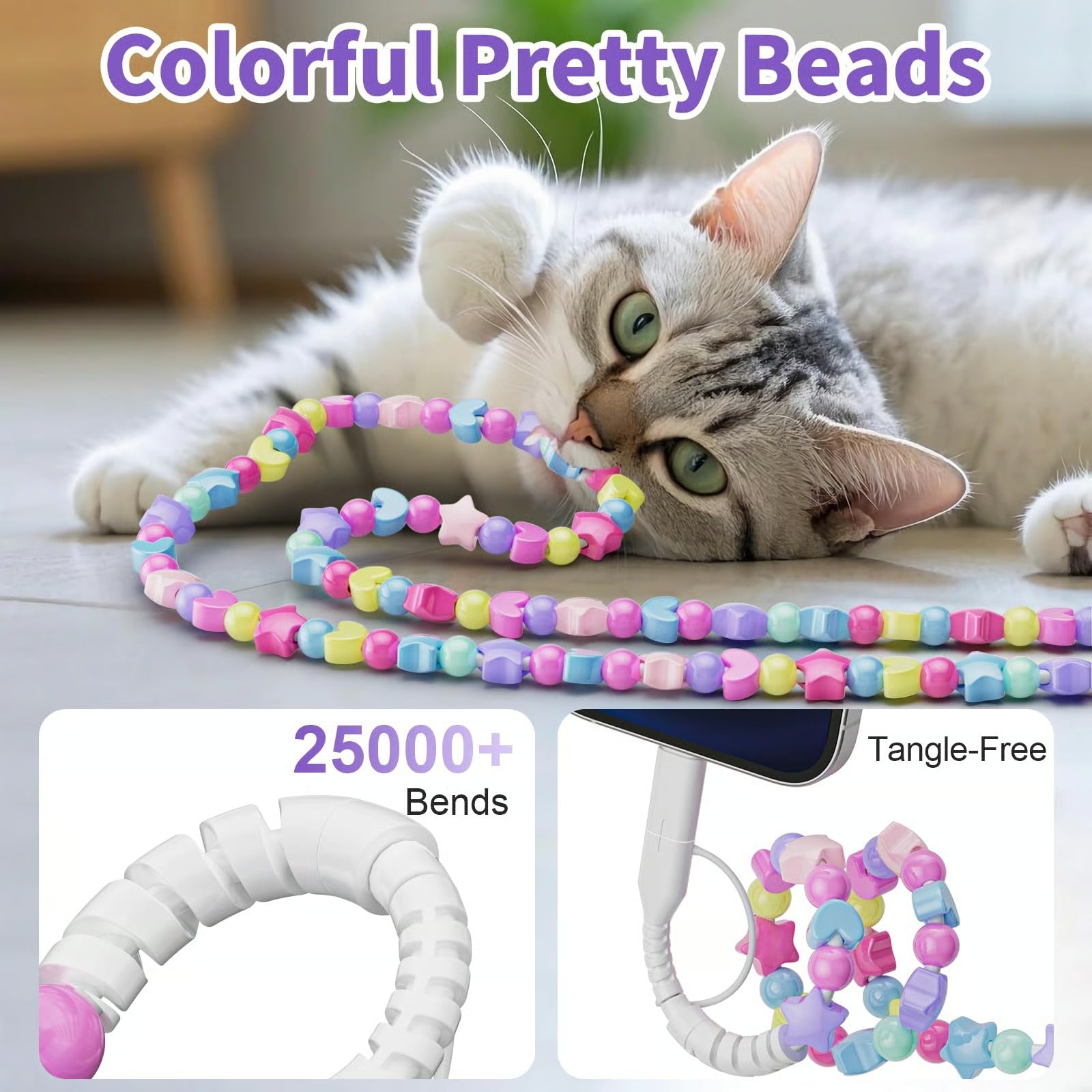 VoltGleam – 66W Beaded Multi Charging Cord