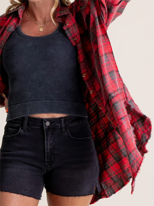 StreetLoom – Washed Oversized Shacket with Pockets