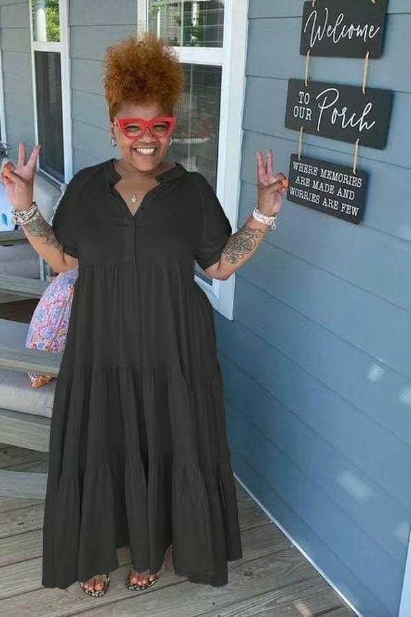 BreezeLuxe – Summer Tiered Midi Dress