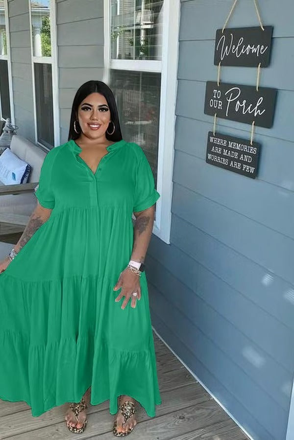 BreezeLuxe – Summer Tiered Midi Dress