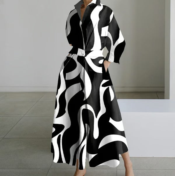 LuxeLapel – Elegant Wrap Shirt Dress