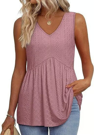 BellaFlair | Elegant V-Neck Babydoll Tank Top